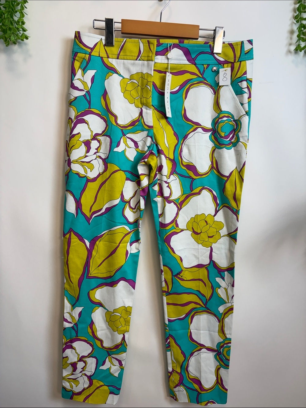 Trina Turk Yellow & Purple Printed Dress Pants